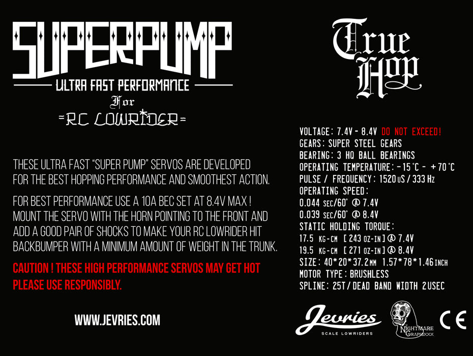 True Hop SUPER PUMP servo developed for 10A BEC at 8.4V